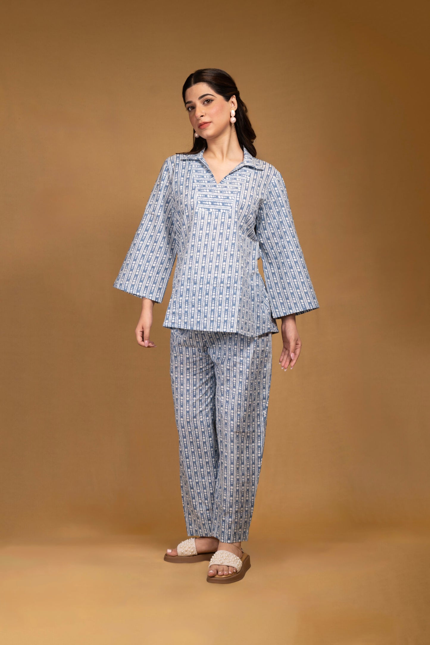 Blue dotted print co-ord set