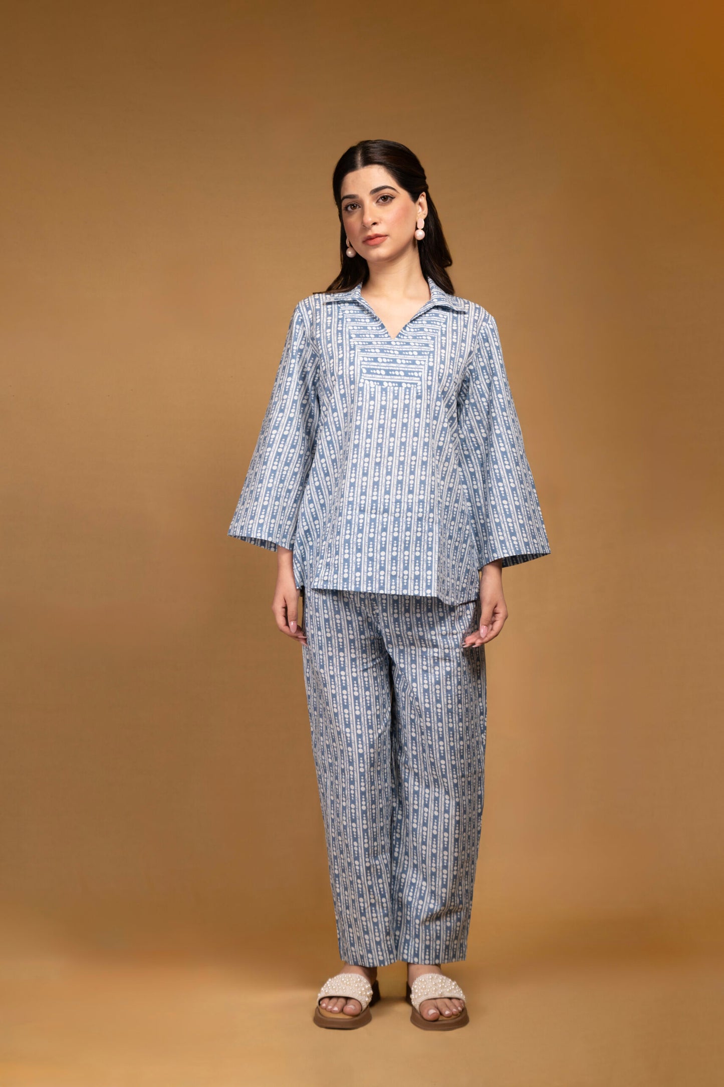 Blue dotted print co-ord set