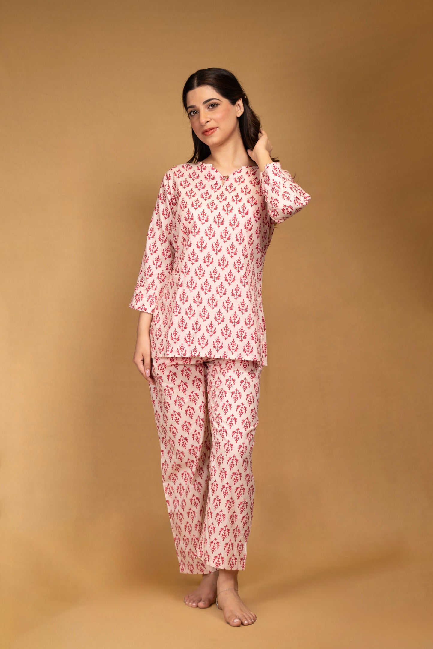 White printed lounge wear set