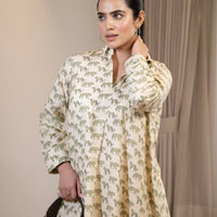 Animal print cotton dress with collar