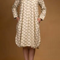Animal print cotton dress with collar