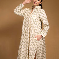 Animal print cotton dress with collar