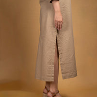 Beige staright collar dress