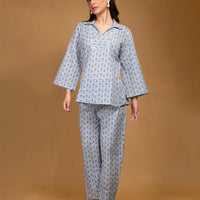 Blue dotted print co-ord set