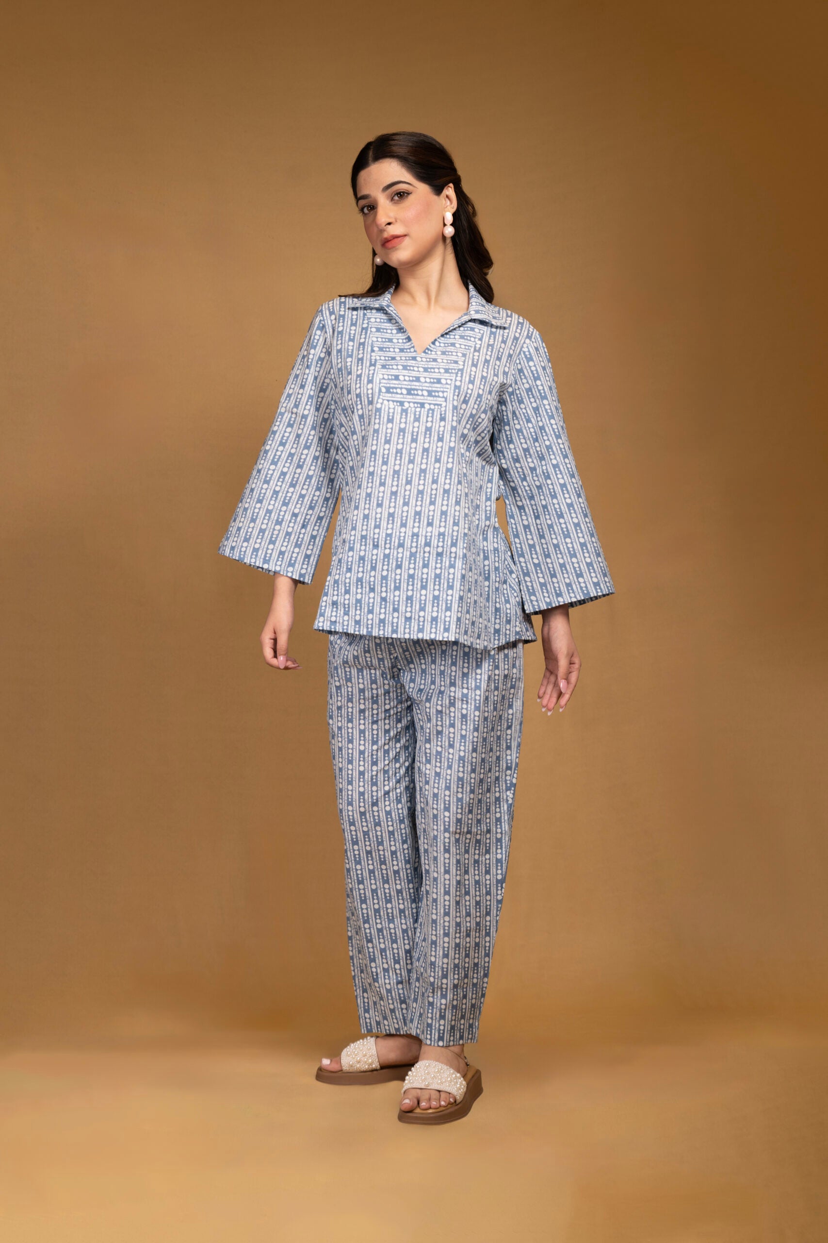 Blue dotted print co-ord set