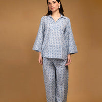 Blue dotted print co-ord set