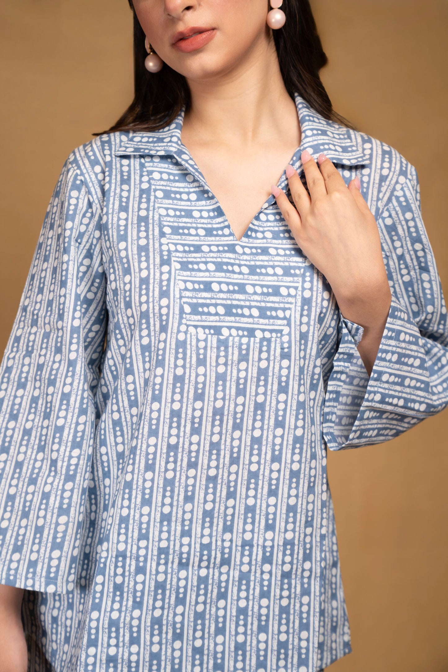 Blue dotted print co-ord set