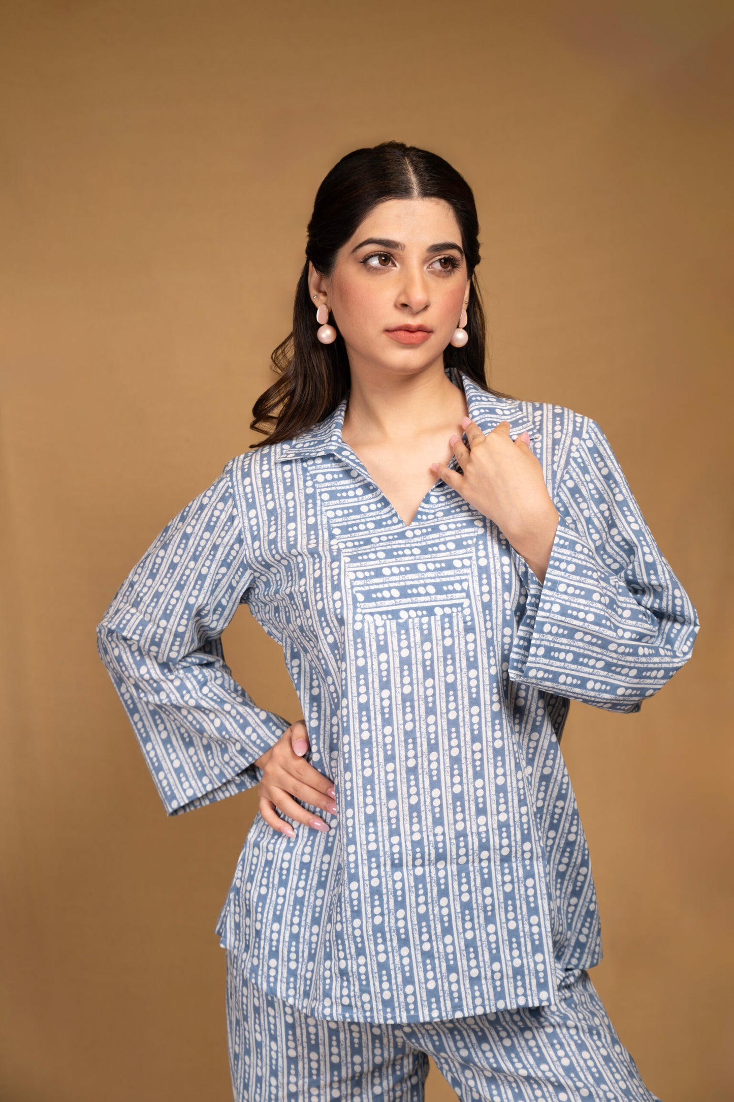 Blue dotted print co-ord set