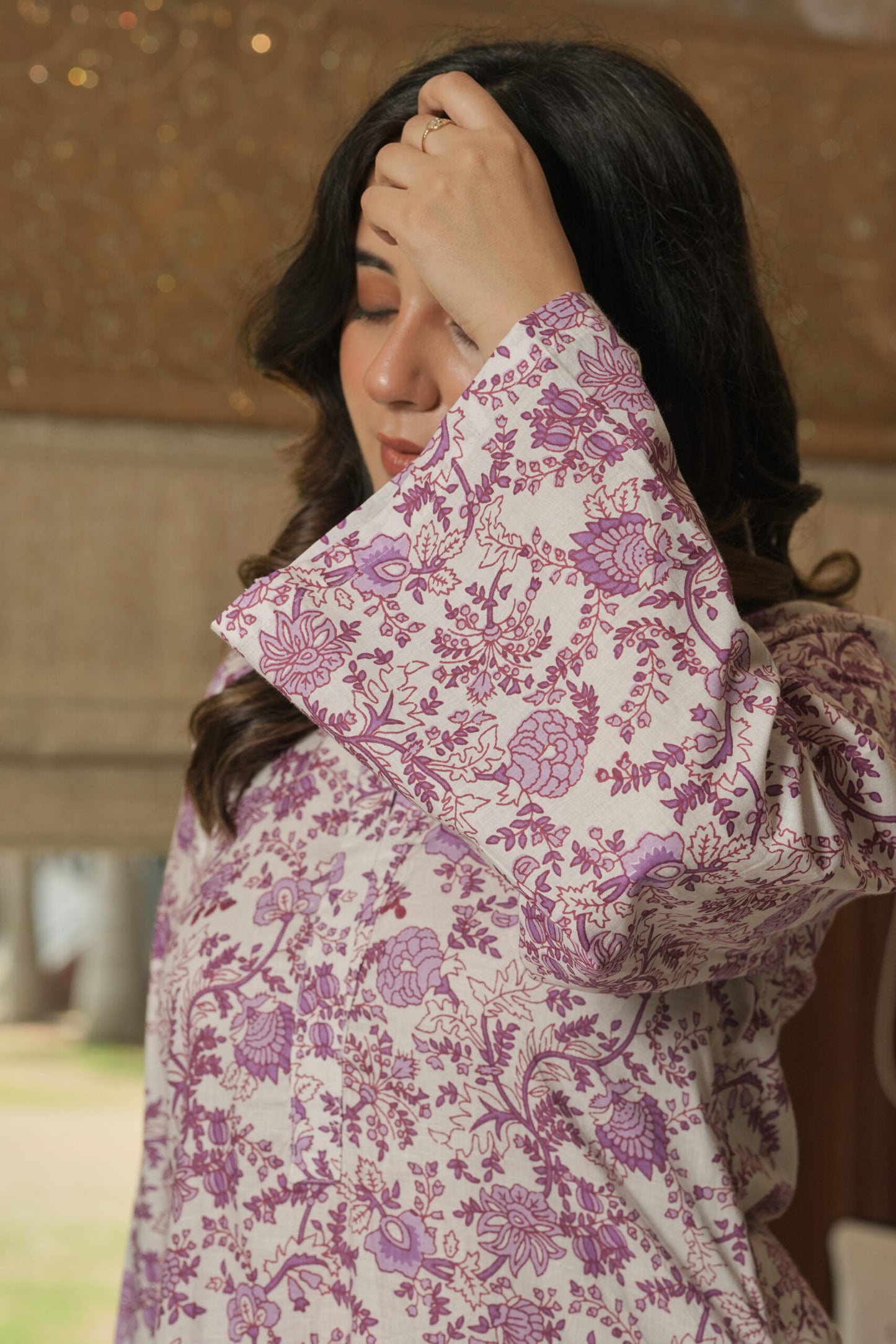 Lavender Bloom Kurta Pant Set ( Set of 2)