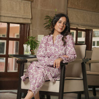 Lavender Bloom Kurta Pant Set ( Set of 2)