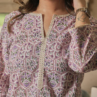 Hand-Block Printed Mauve kurta With Farshi Salwar (Set of 2)