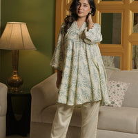 Off-White Printed kurta With Pants (Set of 2)