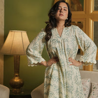 Off-White Printed kurta With Pants (Set of 2)