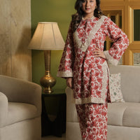 Red floral Kurta with Farshi Salwar (Set of 2)