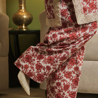 Red floral Kurta with Farshi Salwar (Set of 2)