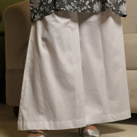 Grey Kurta With Floral Motifs and Flared White Pants (Set of 2)