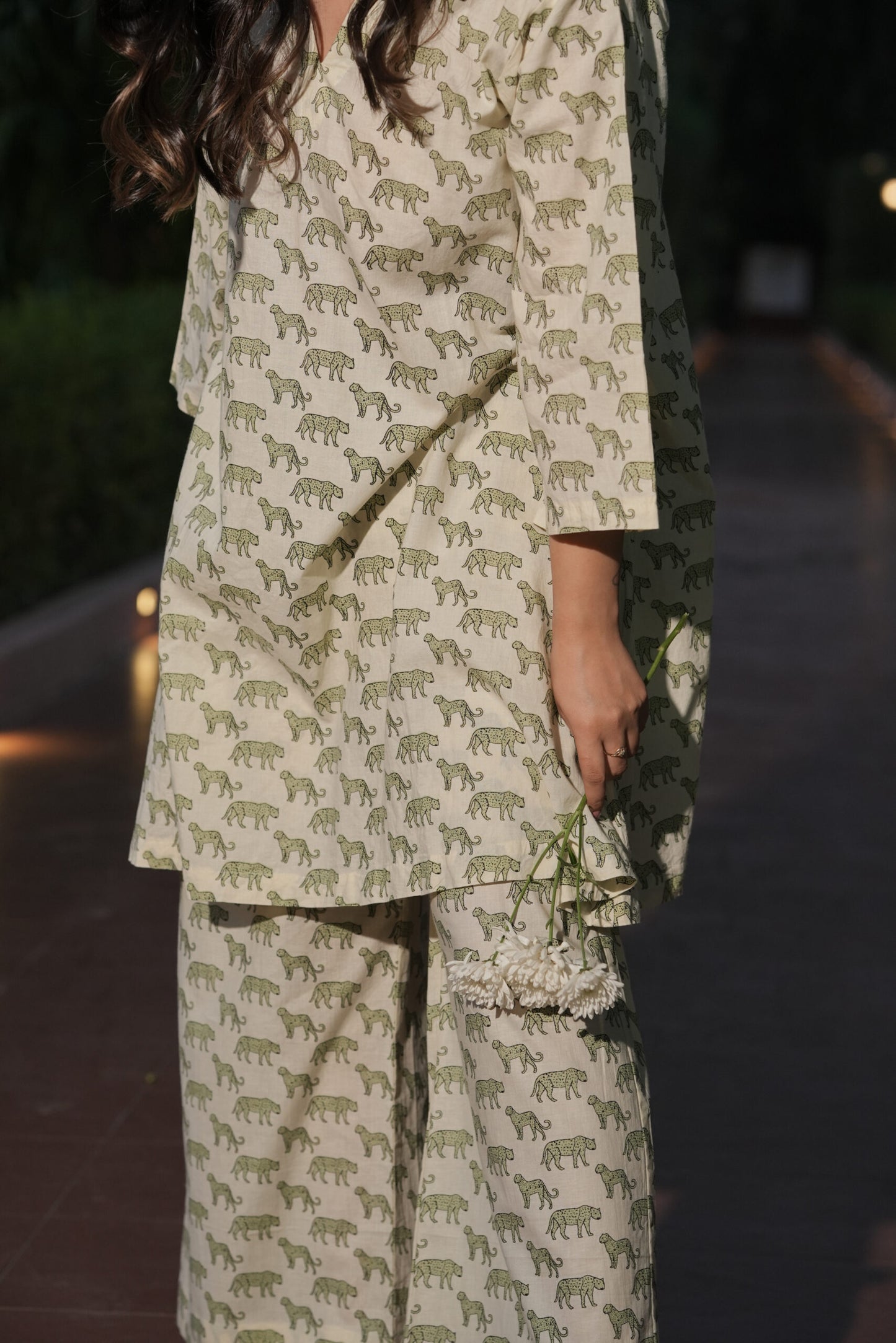 Animal Print Kurta with Flared Pants