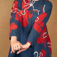 Deep blue printed kurta with straight pants (Co-ord set)