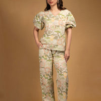 Light green Balloon sleeves coord set