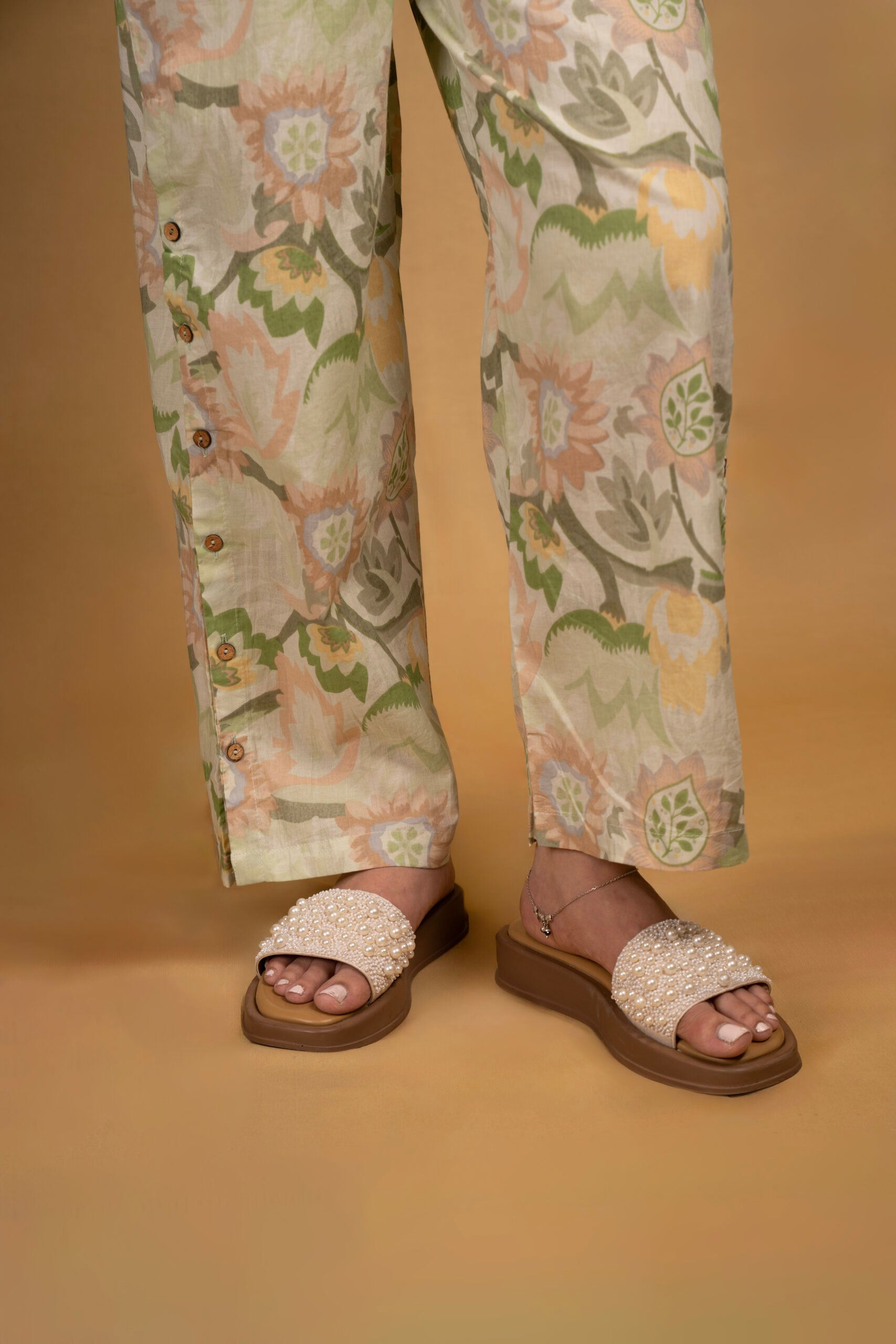 Light green Balloon sleeves coord set