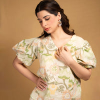 Light green Balloon sleeves coord set