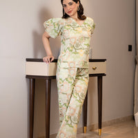 Light green Balloon sleeves coord set