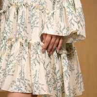 Off-white printed layered full sleeves cotton dress