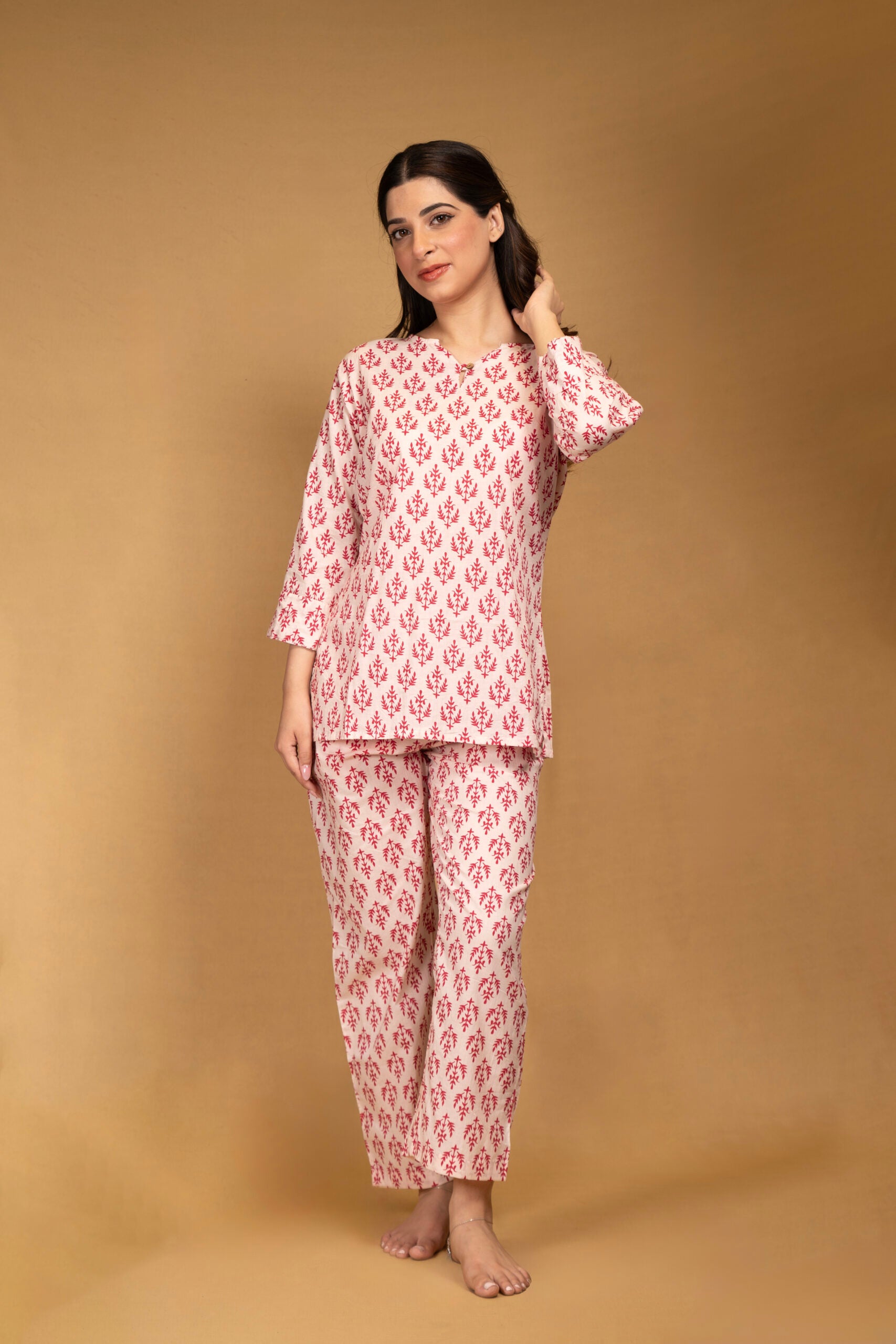 White printed lounge wear set