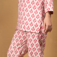 White printed lounge wear set