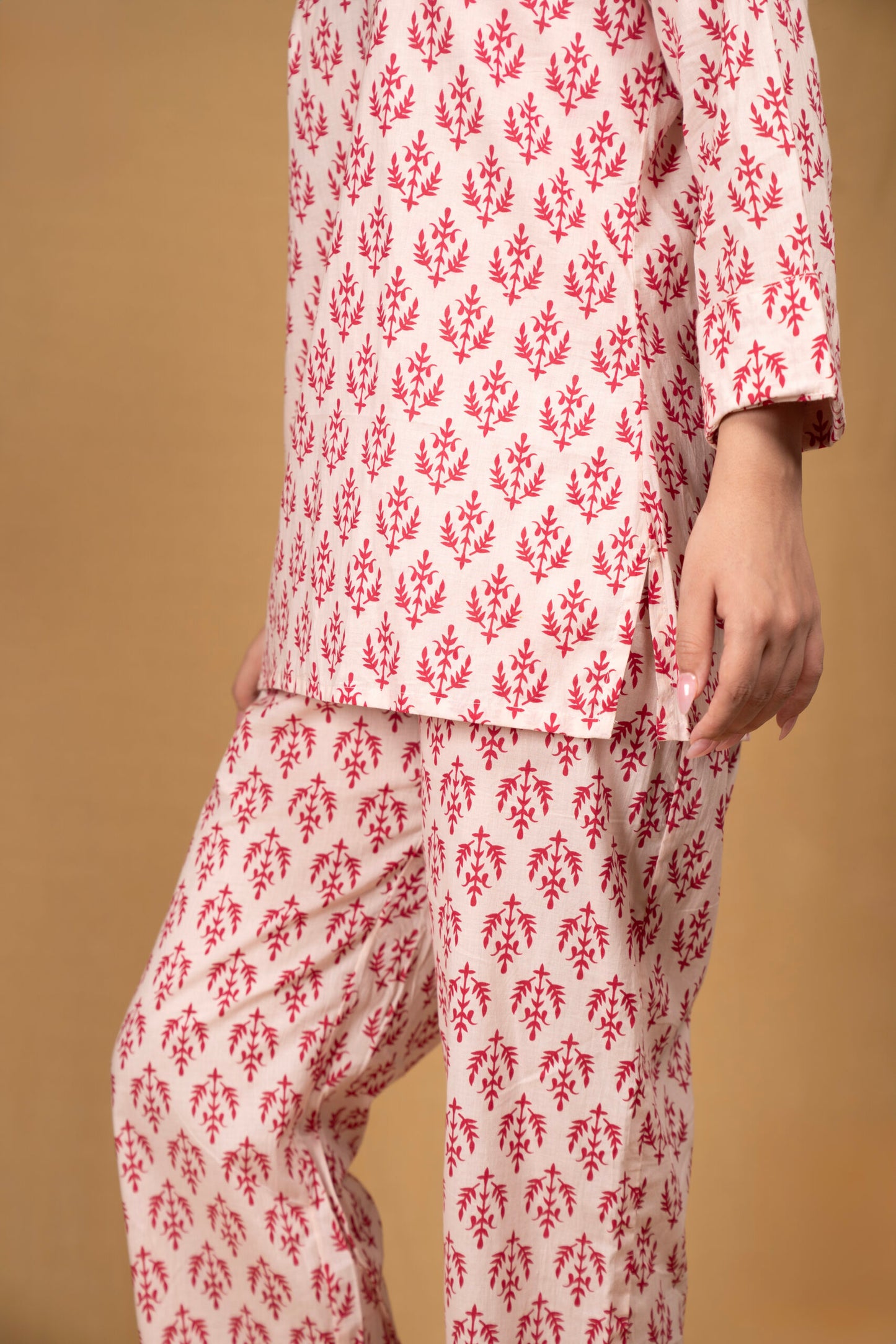 White printed lounge wear set