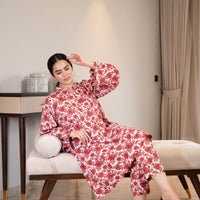 Red floral kurta and pants (Co-ord Set)