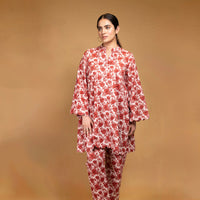 Red floral kurta and pants (Co-ord Set)