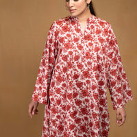 Red floral kurta and pants (Co-ord Set)