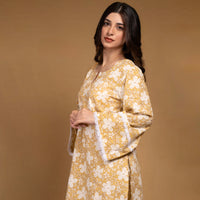 Yellow floral Kurta with straight pants (Co-ord Set)